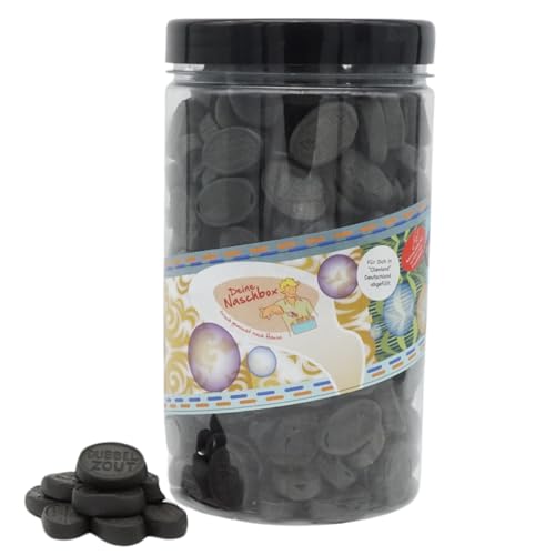 Deine Naschbox | Doppelt gesalzenes Lakritz | 1kg Pot | XL Großpackung für Party, Candybar & als Geschenk - Intensiv aromatisch im Geschmack von PE ÄM