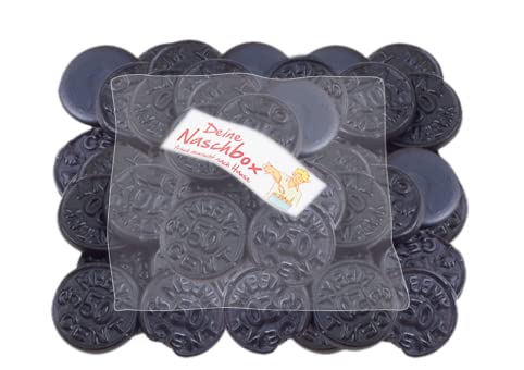 Deine Naschbox | Feste Lakritz Münzen | 500g Nachfüllbeutel | Minimale Verpackung 100% recyclebar - Großpackung - Niederländische Süßlakritz Taler von PE ÄM