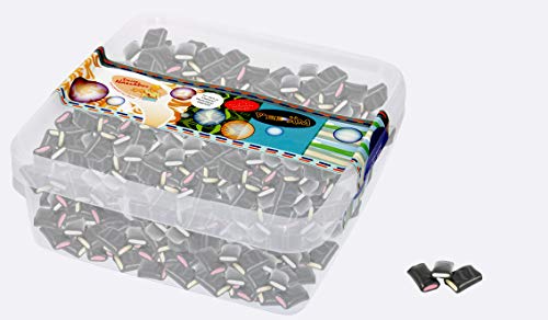 Deine Naschbox - Frucht-Lakritz Konfekt - Gefüllte Rollen - 1 kg Süßigkeiten Box - XL Großpackung - Süßlakritz von PE ÄM