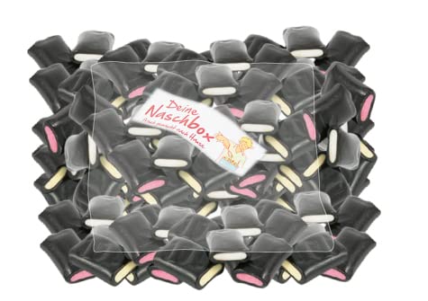 Deine Naschbox - Frucht-Lakritz Konfekt - Gefüllte Rollen - 1 kg Süßigkeiten Nachfüllbeutel - recyclebar - Süßlakritz von Deine Naschbox