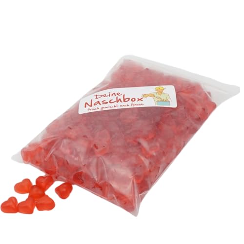 Deine Naschbox | Fruchtgummi Glühweinherzen | 500g Nachfüllbeutel | Minimale Verpackung 100% recyclebar - Großpackung - Glühweinherzen - weihnachtlich von PE ÄM
