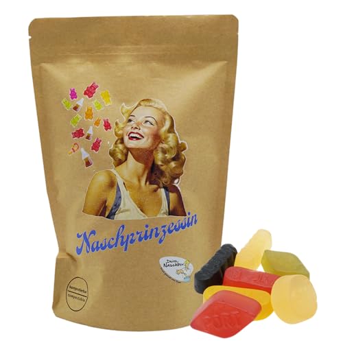 Deine Naschbox | Naschbeutel mit tollen Motiven | kompostierbar | Größe M | gefüllt mit 450g englischem Weingummi - Fruchtig Bissfest & Saftig von PE ÄM