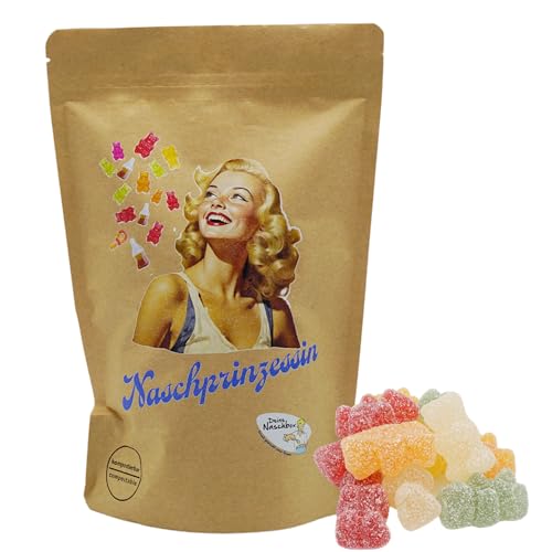 Deine Naschbox | Naschbeutel mit tollen Motiven | kompostierbar | Größe M | gefüllt mit 450g sauren Fruchtgummi Bären - Saftig prickelnder Naschspaß von PE ÄM