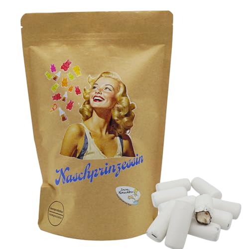 Deine Naschbox | Naschbeutel mit tollen Motiven | kompostierbar | Größe M | gefüllt mit 450g würzigen Anis-Lakritz-Stäbchen - Kreide Look - Schulstart von PE ÄM