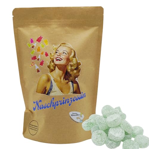 Deine Naschbox | Naschbeutel mit tollen Motiven | kompostierbar | Größe M | gefüllt mit 450g zuckerfreien Fruchtgummi Eukamints - Erfrischend & Minzig von PE ÄM