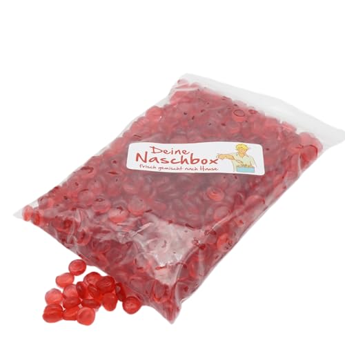 Deine Naschbox | Rote Fruchtgummi Smileys | 1kg Nachfüllbeutel | Minimale Verpackung 100% recyclebar - XL Großpackung - 10% Fruchtsaftanteil - Erdbeere von PE ÄM