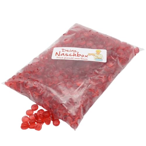 Deine Naschbox | Rote Fruchtgummi Smileys | 500g Nachfüllbeutel | Minimale Verpackung 100% recyclebar - Großpackung - 10% Fruchtsaftanteil - Erdbeere von PE ÄM