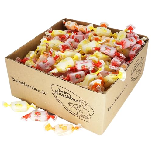 Deine Naschbox | Zuckerfreie Fruchtsaft-Toffees | 1,25kg lose im Karton | XXL Fruchtbonbon Vorrat - Kaubonbons - Mix - ohne zusätzliche Umverpackung von PE ÄM