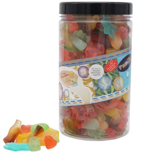 Deine Naschbox | Zuckerfreier Frucht & Weingummi Mix | 1kg Small Pot | XL Großpackung - 5 Sorten - für Party, Candybar & als Geschenk - Cola & Frucht Deine Naschbox | Zuckerfreier Frucht & Weingummi Mix | 1kg Small Pot | XL Großpackung - 5 Sorten - für Party, Candybar & als Geschenk - Cola & Frucht von PE ÄM