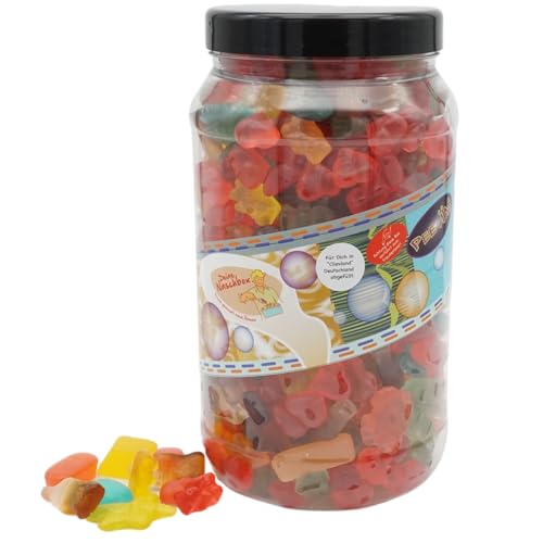 Deine Naschbox | Zuckerfreier Frucht & Weingummi Mix | 2kg Big Pot | XXL Großpackung - 5 Sorten - für Party, Candybar & als Geschenk - Cola & Frucht Deine Naschbox | Zuckerfreier Frucht & Weingummi Mix | 2kg Big Pot | XXL Großpackung - 5 Sorten - für Party, Candybar & als Geschenk - Cola & Frucht von PE ÄM