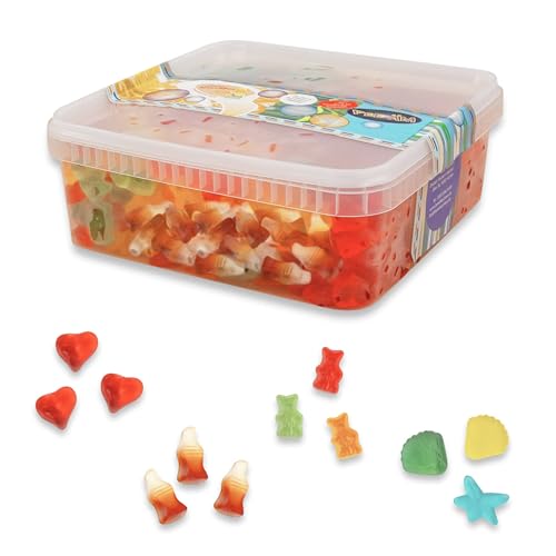 Deine Naschbox | Zuckerfreier Fruchtgummi 4 Sorten Mix | 1kg Naschbox | XL Großpackung für Party, Candybar & als Geschenk - Cola - Frucht Deine Naschbox | Zuckerfreier Fruchtgummi 4 Sorten Mix | 1kg Naschbox | XL Großpackung für Party, Candybar & als Geschenk - Cola - Frucht von PE ÄM