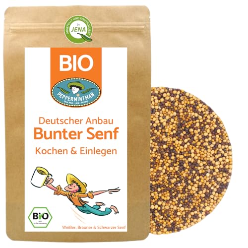 BIO Bunter Trio Senf 1kg - Deutscher Anbau - Schwarze & Braune & Gelbe Senfkörner Mix - Würzen Senfherstellung Gründünger - PEPPERMINTMAN von PEPPERMINTMAN Oliver Neye - Jena / Germany