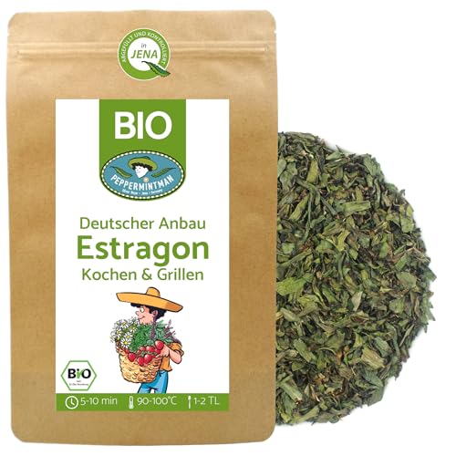 BIO Estragon 4x 250g - Deutscher Anbau - Königin der feinen Küche - vielseitig für Soßen & Dips - raffiniert Würzen - PEPPERMINTMAN von PEPPERMINTMAN Oliver Neye - Jena / Germany