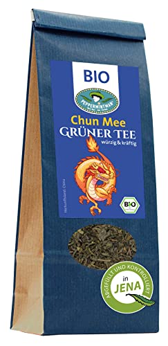 Bio Chun Mee 150g - Grüner Tee, ein Klassiker - herb & leichte Süße - aus dem traditionellen 'Goldenen Dreieck' von einem chinesischen Familienbetrieb - PEPPERMINTMAN von PEPPERMINTMAN Oliver Neye - Jena / Germany