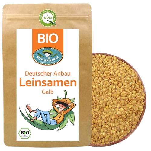 Bio goldene Leinsamen 1kg - ganze Körner - goldgelbe Leinsaat aus deutschem Anbau - PEPPERMINTMAN von PEPPERMINTMAN Oliver Neye - Jena / Germany