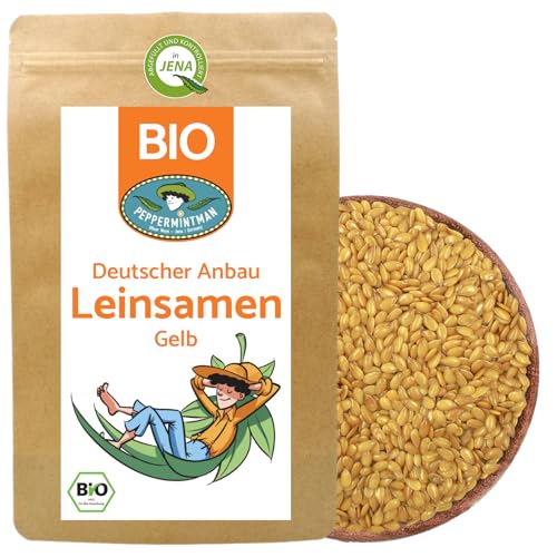 Bio goldene Leinsamen 500g - ganze Körner - goldgelbe Leinsaat aus deutschem Anbau - PEPPERMINTMAN von PEPPERMINTMAN Oliver Neye - Jena / Germany