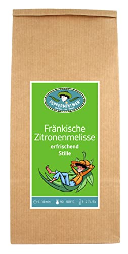 Fränkische Zitronenmelisse 120g - Kräftig aromatischer Kräutertee aus deutschem Anbau - Ganze Blätter - Durstlöscher mit Zitronennote - PEPPERMINTMAN von PEPPERMINTMAN Oliver Neye - Jena / Germany