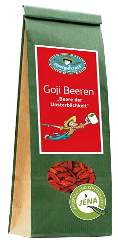 PEPPERMINTMAN Goji Beeren getrocknet – Süßer und fruchtiger Geschmack – Bocksdornfrucht, Wolfsbeere, Glücksbeere (60g) von PEPPERMINTMAN Oliver Neye - Jena / Germany