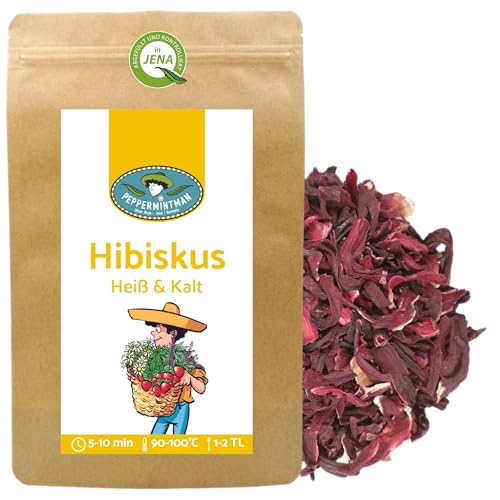 Rote Hibiskusblüten 250g - Blüten für Hibiskustee ohne künstliche Farbstoffe - Durstlöschertee - PEPPERMINTMAN von PEPPERMINTMAN Oliver Neye - Jena / Germany