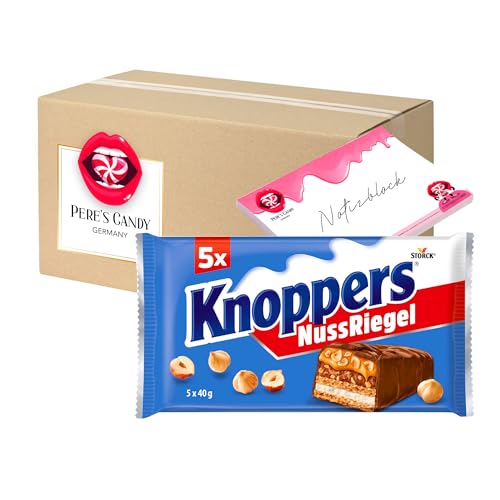 Pere's Candy® Bundle für 1 x 200g Knoppers Nuss Riegel 5er + Pere's Candy Notepad DIN A7-25 Blatt von PERE’S CANDY