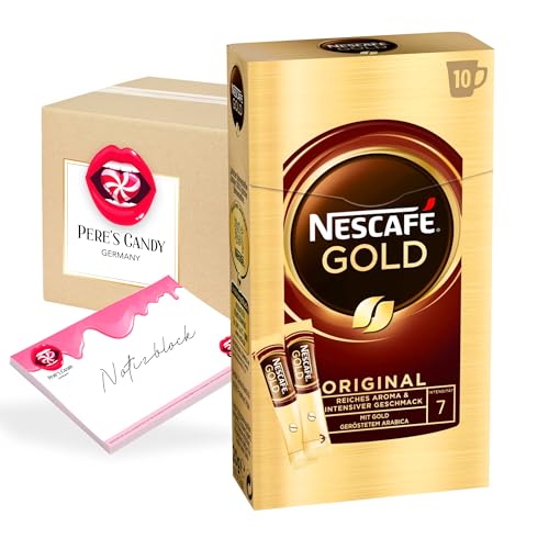 Pere's Candy Bundle für 10 x 10 Sticks à 2g NESCAFÉ GOLD Original Getränkegranulat-Sticks löslicher Bohnenkaffee + Pere's Candy Notepad DIN A7-25 Blatt von PERE’S CANDY
