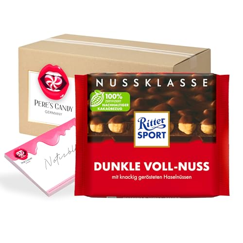 Pere's Candy® Bundle für 10 x 100g Dunkle Voll-Nuss Tafel Dunkle Halbbitter-Schokolade + Pere's Candy Notepad DIN A7-25 Blatt von PERE’S CANDY