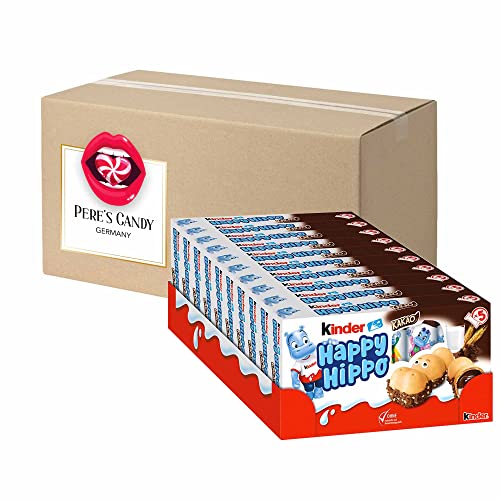 10er Pack (10 x 5er Multipack) Kinder Happy Hippo KAKAO geschmack von Pere's Candy® Box mit Geschenk von PERE’S CANDY