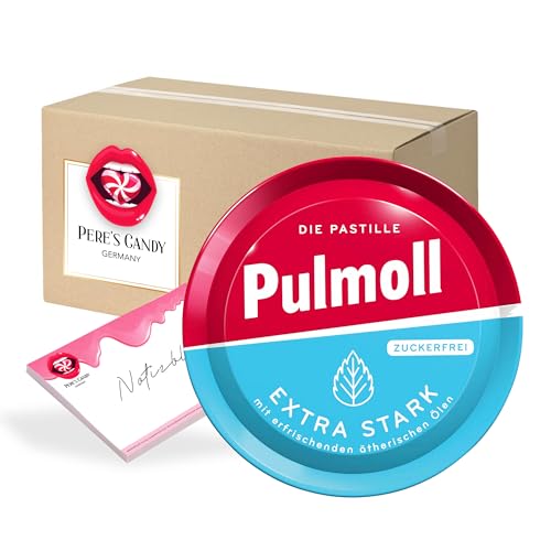 Pere's Candy Bundle für 10erPack Pulmoll Extra Stark zuckerfrei 50g + Pere's Candy Notepad DIN A7-25 Blatt von PERE’S CANDY