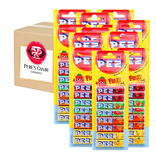 12 Stück x 8er • PEZ Nachfüllpackung Bonbons Mix Frucht (12 x 86 g) • von Pere's Candy® Box mit Geschenk von PERE’S CANDY