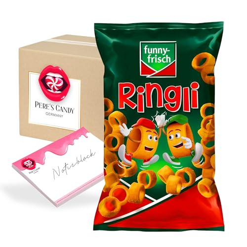 Pere's Candy Bundle für 12 x 35 g Funny-Frisch Ringli Paprika Würzig-knackiger Knabbersnack + Pere's Candy Notepad DIN A7-25 Blatt von PERE’S CANDY