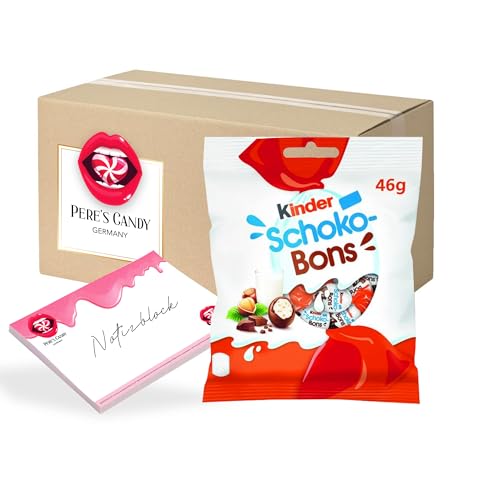 Pere's Candy® Bundle für 12 x 46 g Beutel Kinder Schoko-Bons Vorratspack + Pere's Candy Notepad DIN A7-25 Blatt von PERE’S CANDY