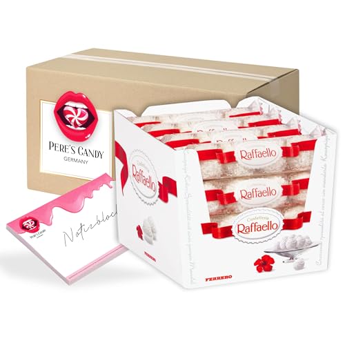 Pere's Candy Bundle für 16 x 4er Raffaello zartes Kokos feiner Milchcreme Thekendisplpay + Pere's Candy Notepad DIN A7-25 Blatt von PERE’S CANDY