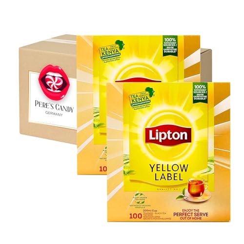 2 Packung - 200 Stück Teebeutel (2 g) Lipton Yellow Label Tee - Schwarztee 400 g mit Geschenk von Pere's Candy von PERE’S CANDY