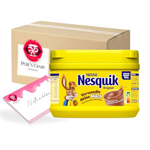 Pere's Candy® Bundle für 2 x 280 g Nestlé Nesquik Original Dose Kakaopulver - Getränkepulver + Pere's Candy Notepad DIN A7-25 Blatt von PERE’S CANDY