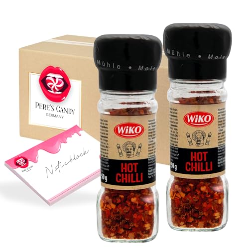 Pere's Candy Bundle für 2 x Gewürzmühle Chili scharf 50g Gewürzzubereitung + Pere's Candy Notepad DIN A7-25 Blatt von PERE’S CANDY