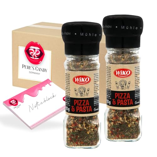 Pere's Candy Bundle für 2 x Gewürzmühle Pizza- und Pastagewürz 35g Nudeln Gewürzzubereitung + Pere's Candy Notepad DIN A7-25 Blatt von PERE’S CANDY