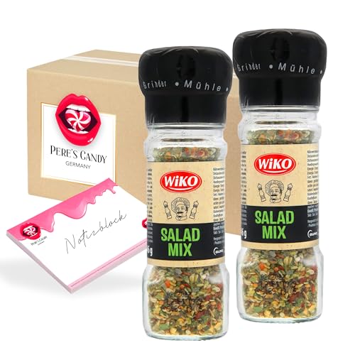 Pere's Candy Bundle für 2 x Gewürzmühle Salatgewürz 46g Salatkräuter Mix | Gewürzzubereitung + Pere's Candy Notepad DIN A7-25 Blatt von PERE’S CANDY