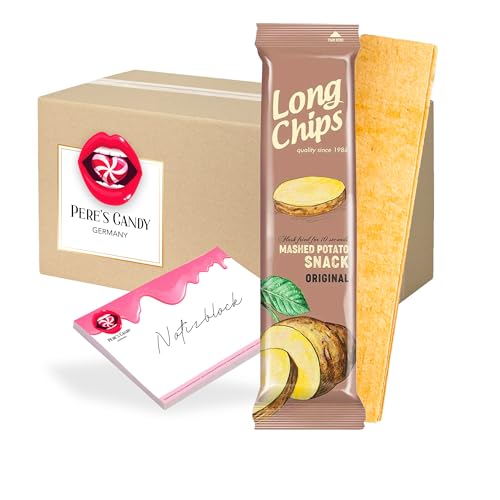 Pere's Candy Bundle für 20 x 75 g Long Chips Kartoffelchips + Pere's Candy Notepad DIN A7-25 Blatt von PERE’S CANDY