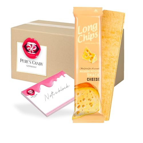 Pere's Candy Bundle für 20 x 75 g Long Chips Kartoffelchips mit Käsegeschmack + Pere's Candy Notepad DIN A7-25 Blatt von PERE’S CANDY