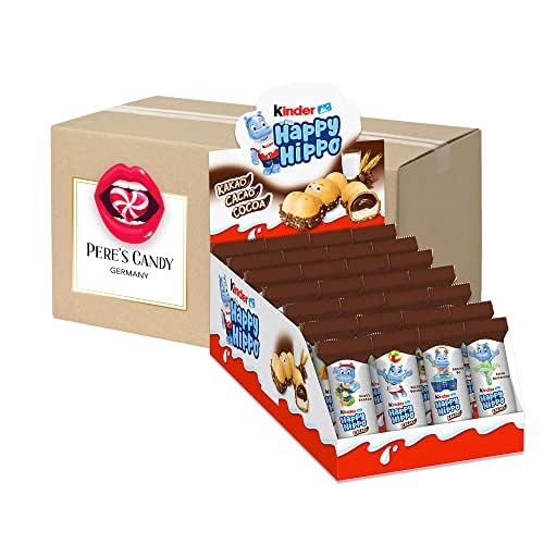 28erPack (28 x 20,7g) kinder Happy Hippo Kakao Knusprige Waffelspezialität mit Milch- und Kakaocreme von Pere's Candy® Box mit Geschenk von PERE’S CANDY