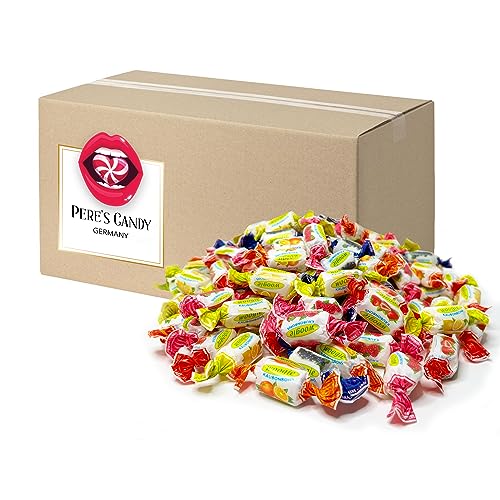 3 kg TOFFEE MIX Karnevals Bonbons, Wurfmaterial Karneval, Lutschbonbons Großpackung in Einzelverpackung von Pere's Candy® Box mit Geschenk von PERE’S CANDY