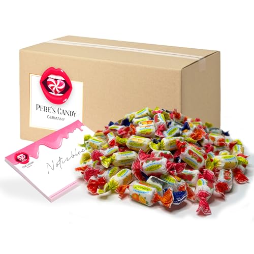 3 kg TOFFEE MIX Karnevals Bonbons, Wurfmaterial Karneval, Lutschbonbons Großpackung in Einzelverpackung von Pere's Candy® Box mit Geschenk von PERE’S CANDY