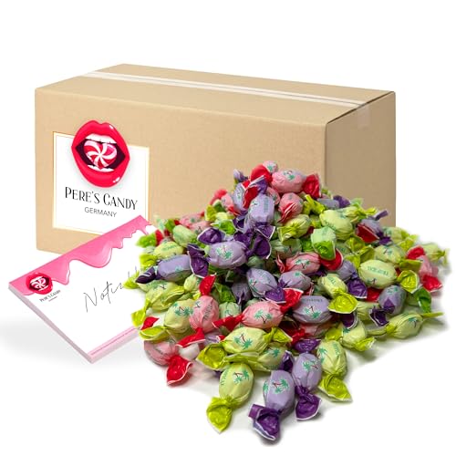 Pere's Candy® Bundle für 3 kg TROPICAL MIX Karnevals Bonbons, Wurfmaterial Karneval, Lutschbonbons Großpackung in Einzelverpackung + Pere's Candy Notepad DIN A7-25 Blatt von PERE’S CANDY