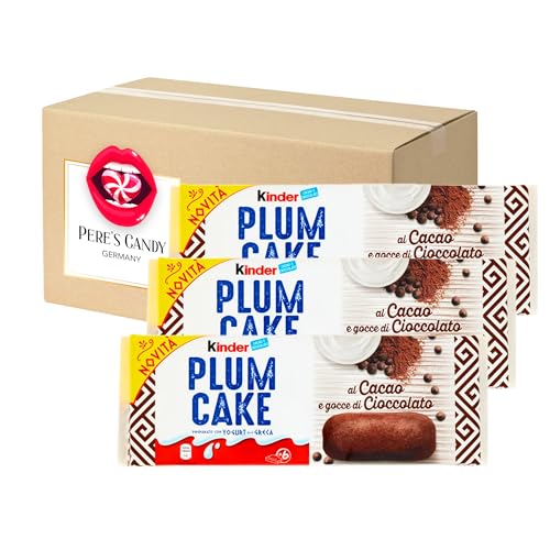 3 x Ferrero Kinder Plum Cake Griechischer Joghurt mit Kakao und Schokodrops 198 g (6 x 32g) mit Geschenk von Pere's Candy von PERE’S CANDY