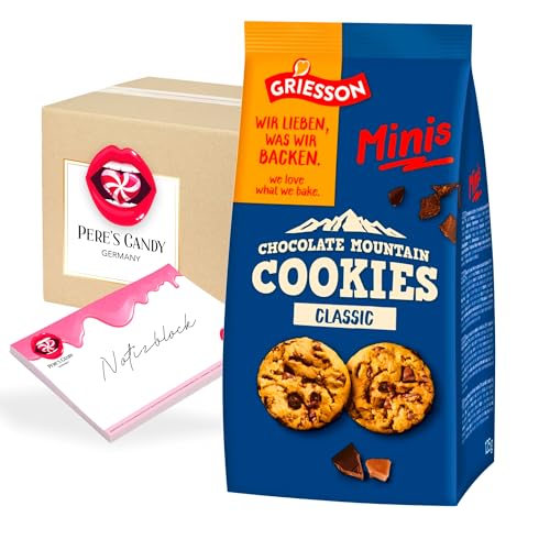 Pere's Candy® Bundle für 3 x Griesson Minis Chocolate Mountain Cookies 125g + Pere's Candy Notepad DIN A7-25 Blatt von PERE’S CANDY