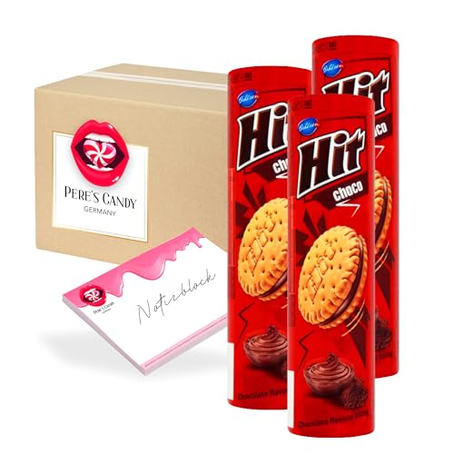 Pere's Candy® Bundle für 3 x Hit Doppelkekse mit Choco Crèmefüllung 220g + Pere's Candy Notepad DIN A7-25 Blatt von PERE’S CANDY