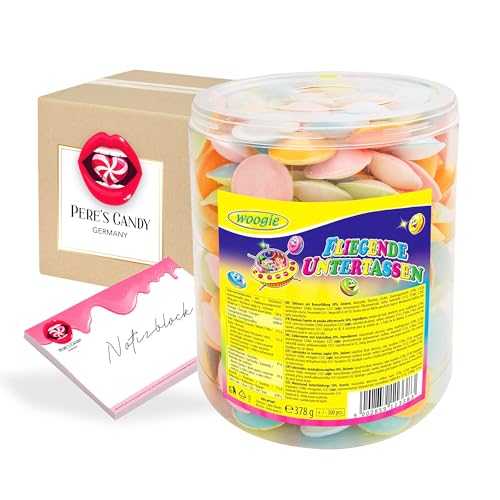 Pere's Candy® Bundle für Brause Ufos mit Brausefüllung Esspapier 378 g + Pere's Candy Notepad DIN A7-25 Blatt von PERE’S CANDY