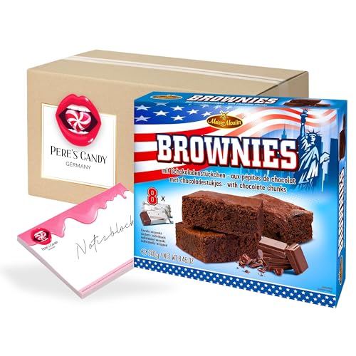 Pere's Candy® Bundle für 4 x (8x30g) Saftige Chocolate Brownies Rührkuchen praktisch einzeln verpackt 960g + Pere's Candy Notepad DIN A7-25 Blatt von PERE’S CANDY