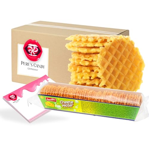 Pere's Candy Bundle für 4 x Käsewaffeln Zwiebel 100g + Pere's Candy Notepad DIN A7-25 Blatt von PERE’S CANDY