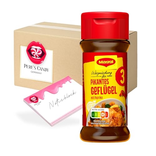 Pere's Candy® Bundle für 4erPack (4ST x 65G) Maggi Würzmischung Nr. 3 pikantes Geflügel + Pere's Candy Notepad DIN A7-25 Blatt von PERE’S CANDY